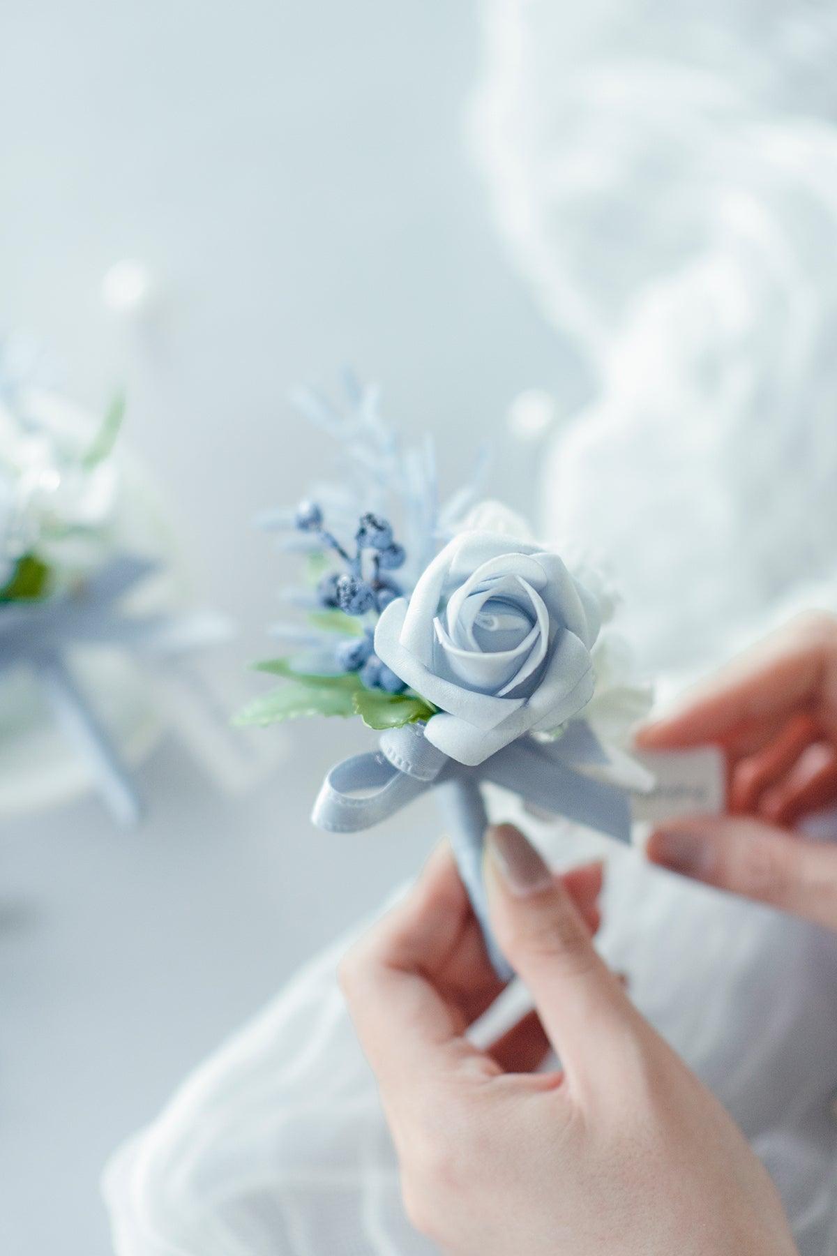 Boutonnieres in Romantic Dusty Blue