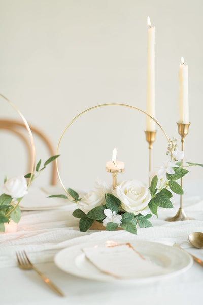 Wreath Hoop Centerpiece Set in White & Sage