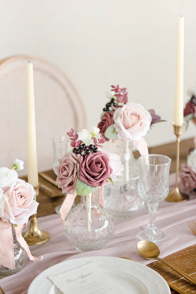 Mini Premade Flower Centerpiece Set in Dusty Rose & Mauve