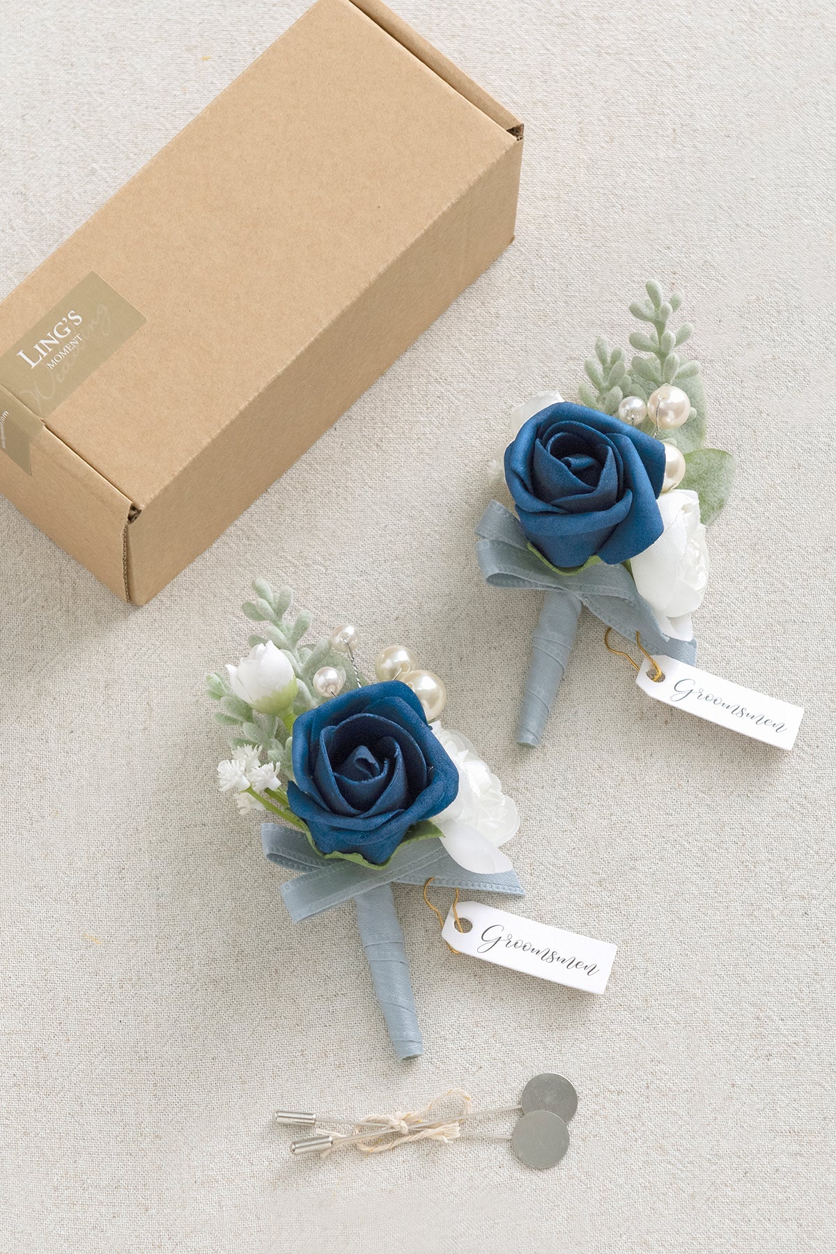 Additional Flower Decorations in Dusty Blue & Navy