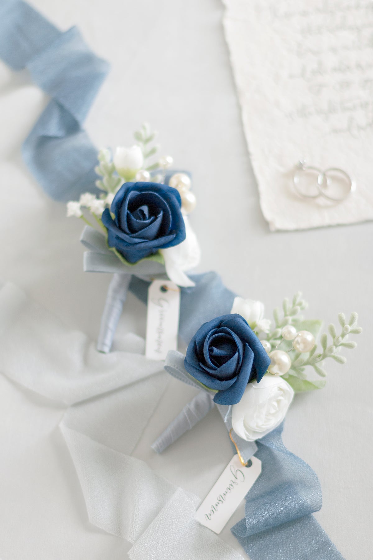 Additional Flower Decorations in Dusty Blue & Navy
