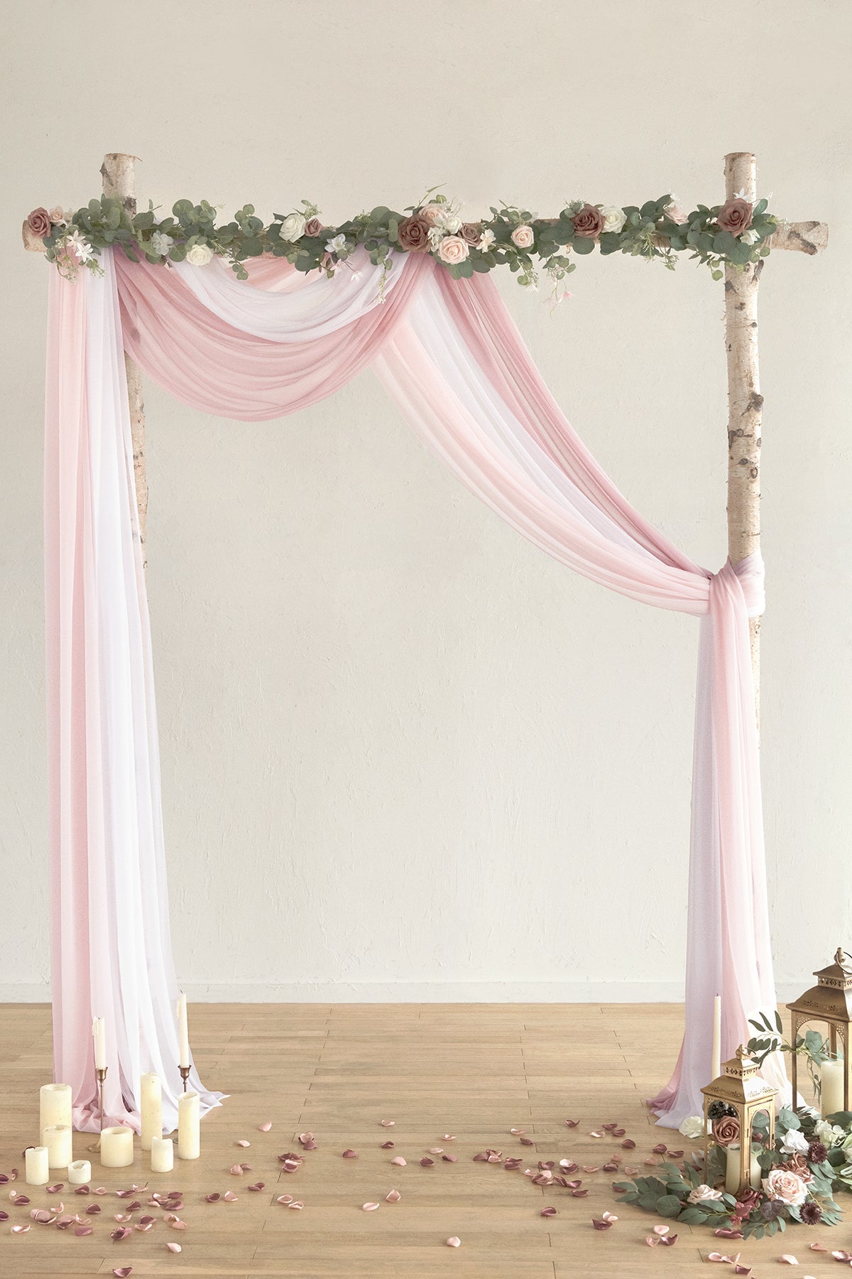 Wedding Arch Drapes in Dusty Rose ＆ Cream