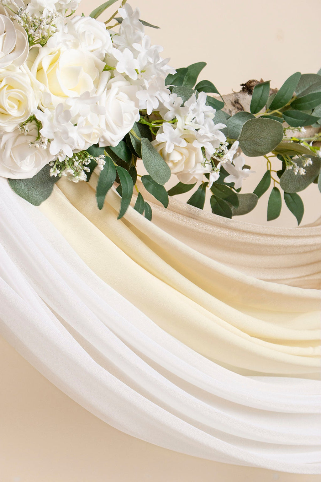 Wedding Arch Drapes in White & Beige