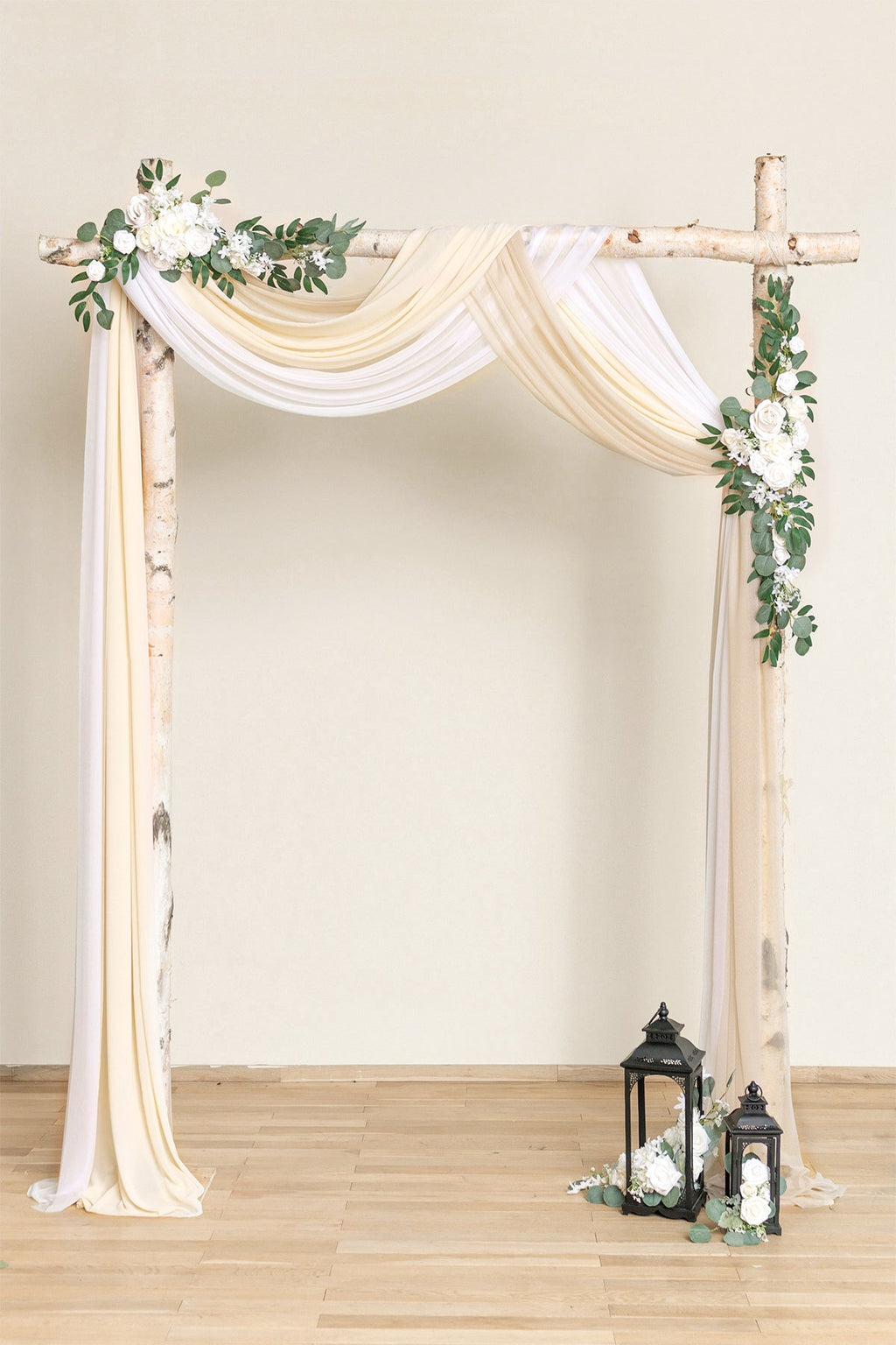 Wedding Arch Drapes in White & Beige