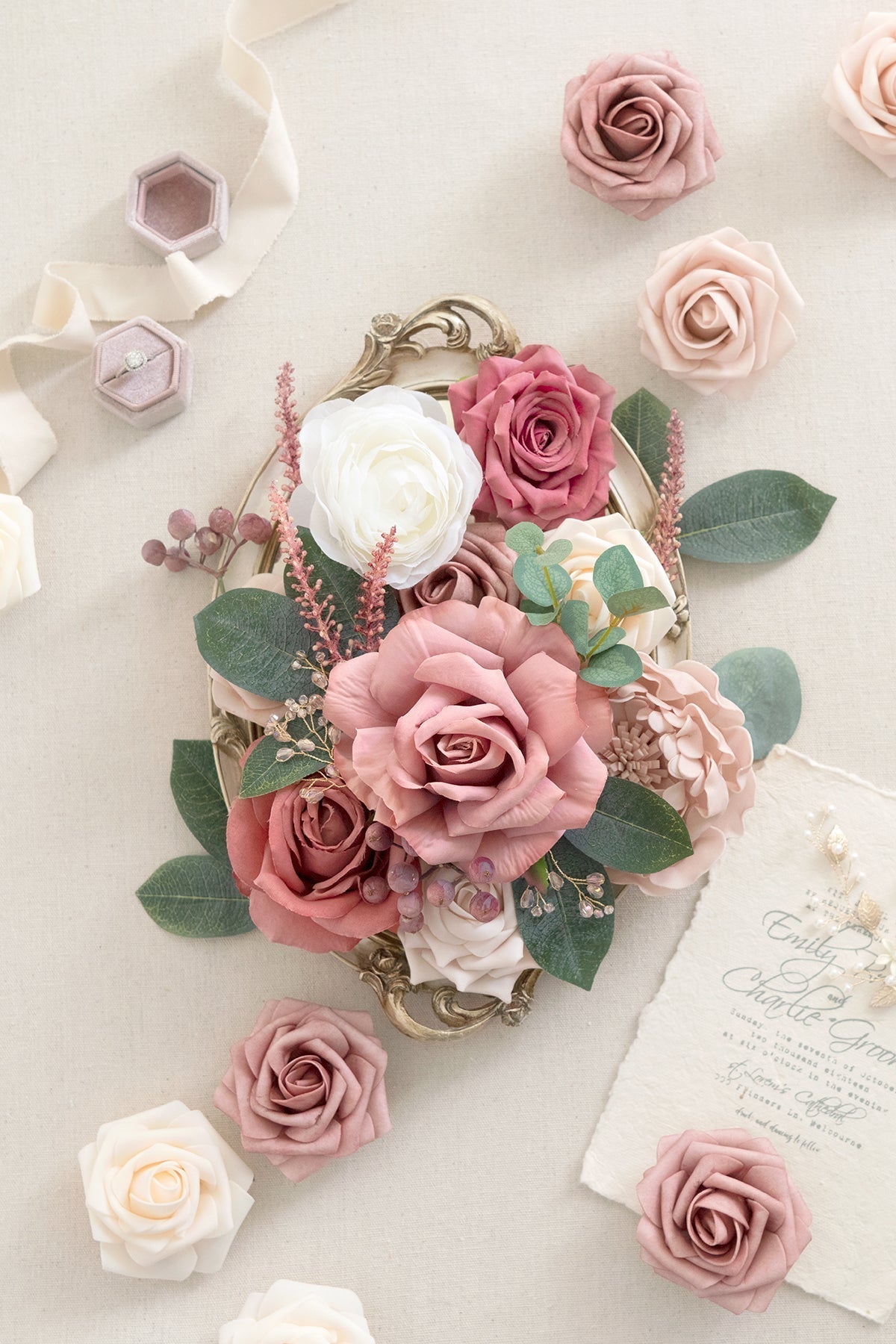 DIY Designer Flower Boxes in Dusty Rose & Cream