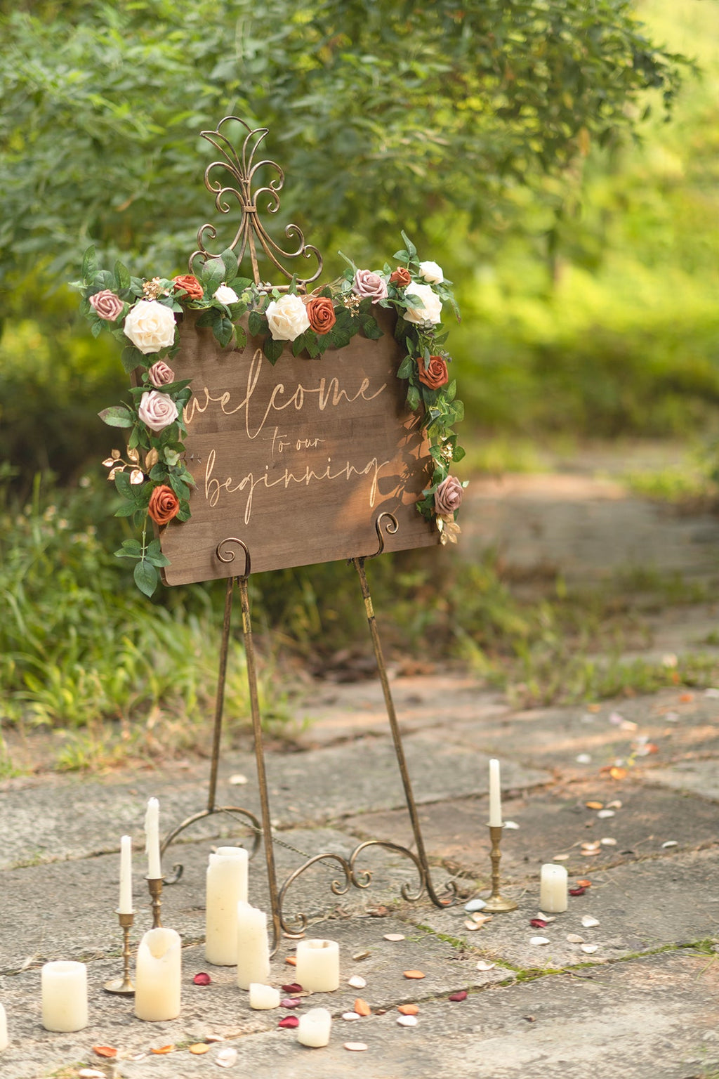 5ft Flower Garland in Sunset Terracotta