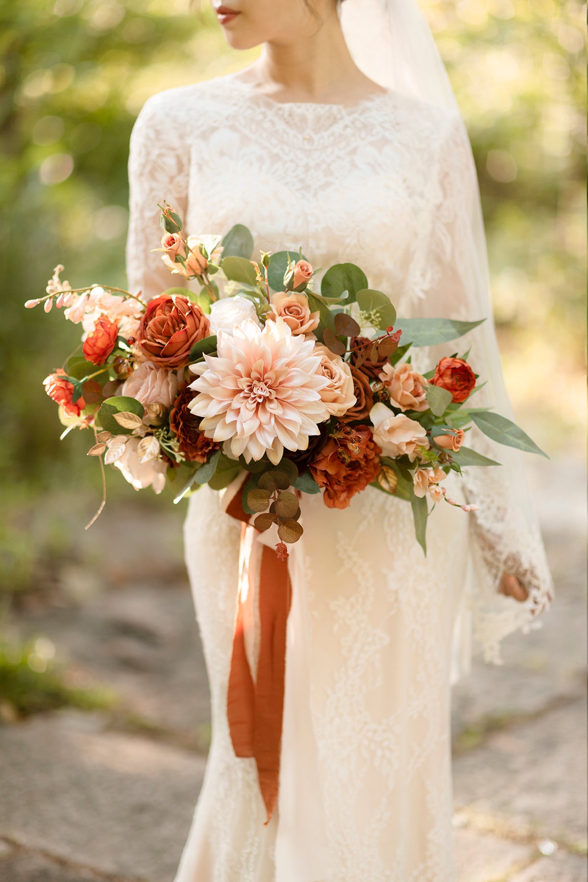 [Test] Large Free-Form Bridal Bouquet in Sunset Terracotta