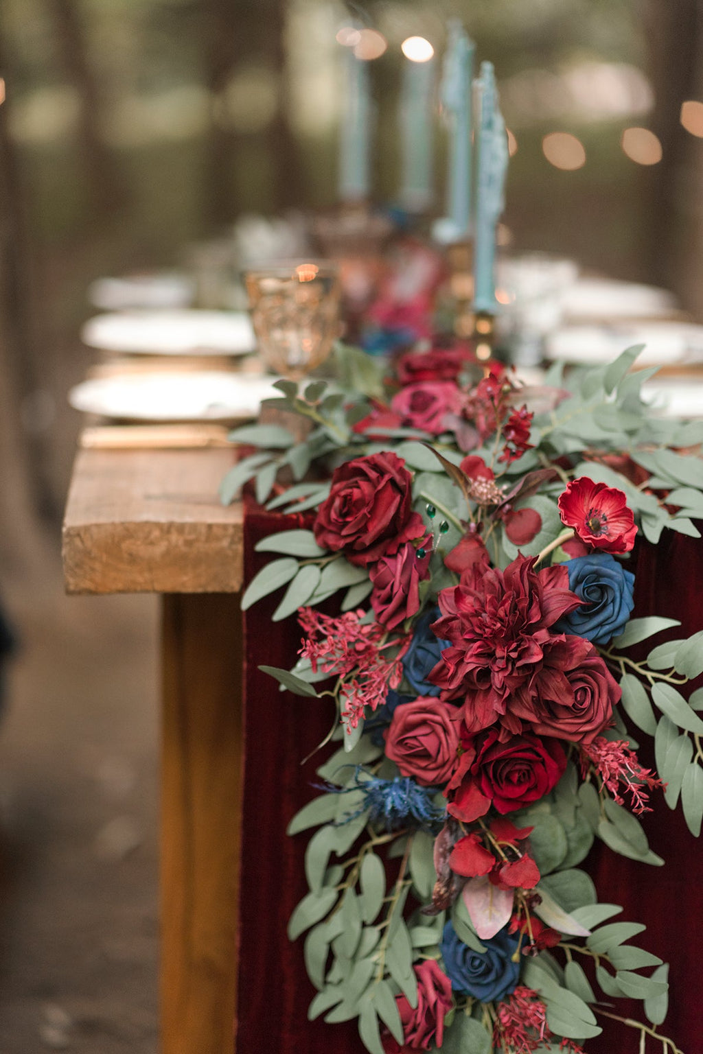 6ft Flower Garland in Burgundy & Navy