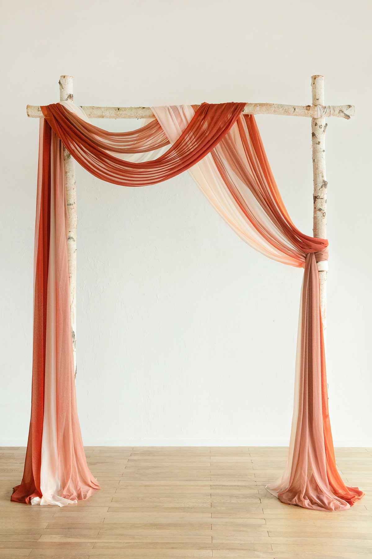 Wedding Arch Drapes in Russet Orange & Denim Blue