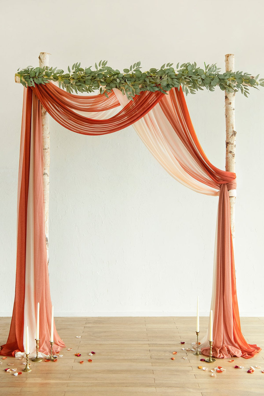 Wedding Arch Drapes in Sunset Terracotta