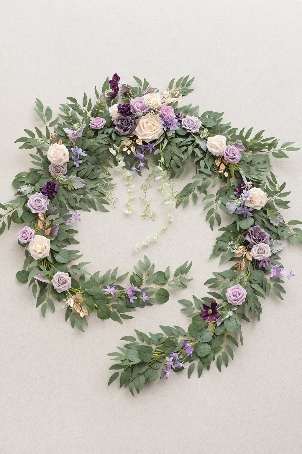 9ft Head Table Flower Garland in Lilac & Gold