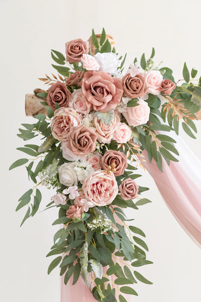 Lings | Flower Arch Decor with Drapes in Dusty Rose & Cream