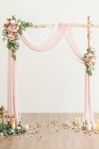 Lings | Flower Arch Decor with Drapes in Dusty Rose & Cream