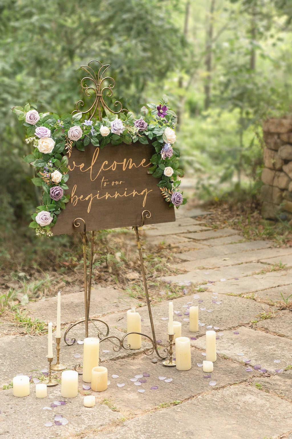 5ft Flower Garland in Lilac & Gold