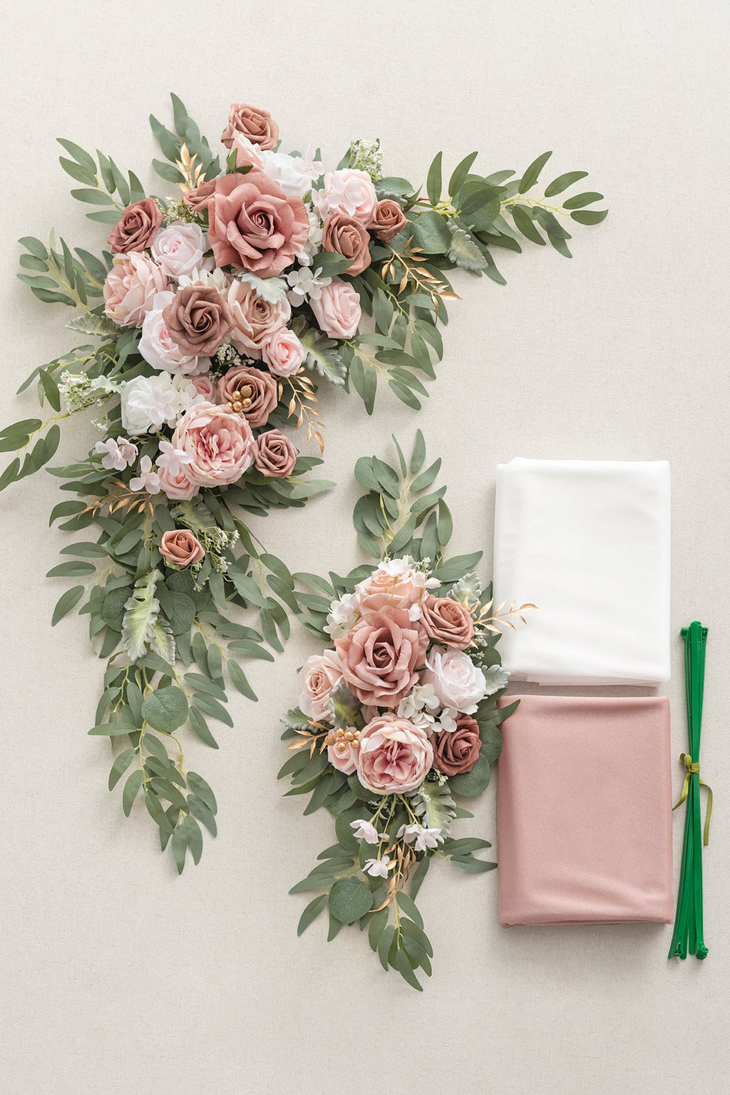 Lings | Flower Arch Decor with Drapes in Dusty Rose & Cream
