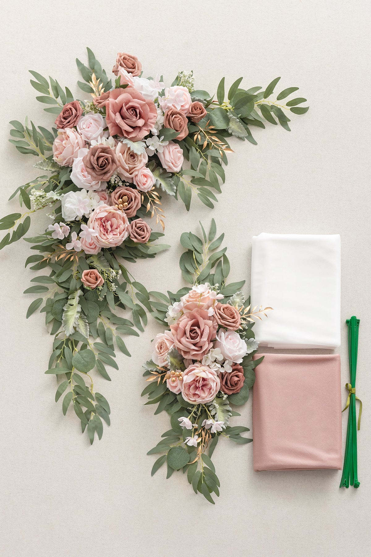 Lings | Flower Arch Decor with Drapes in Dusty Rose & Cream