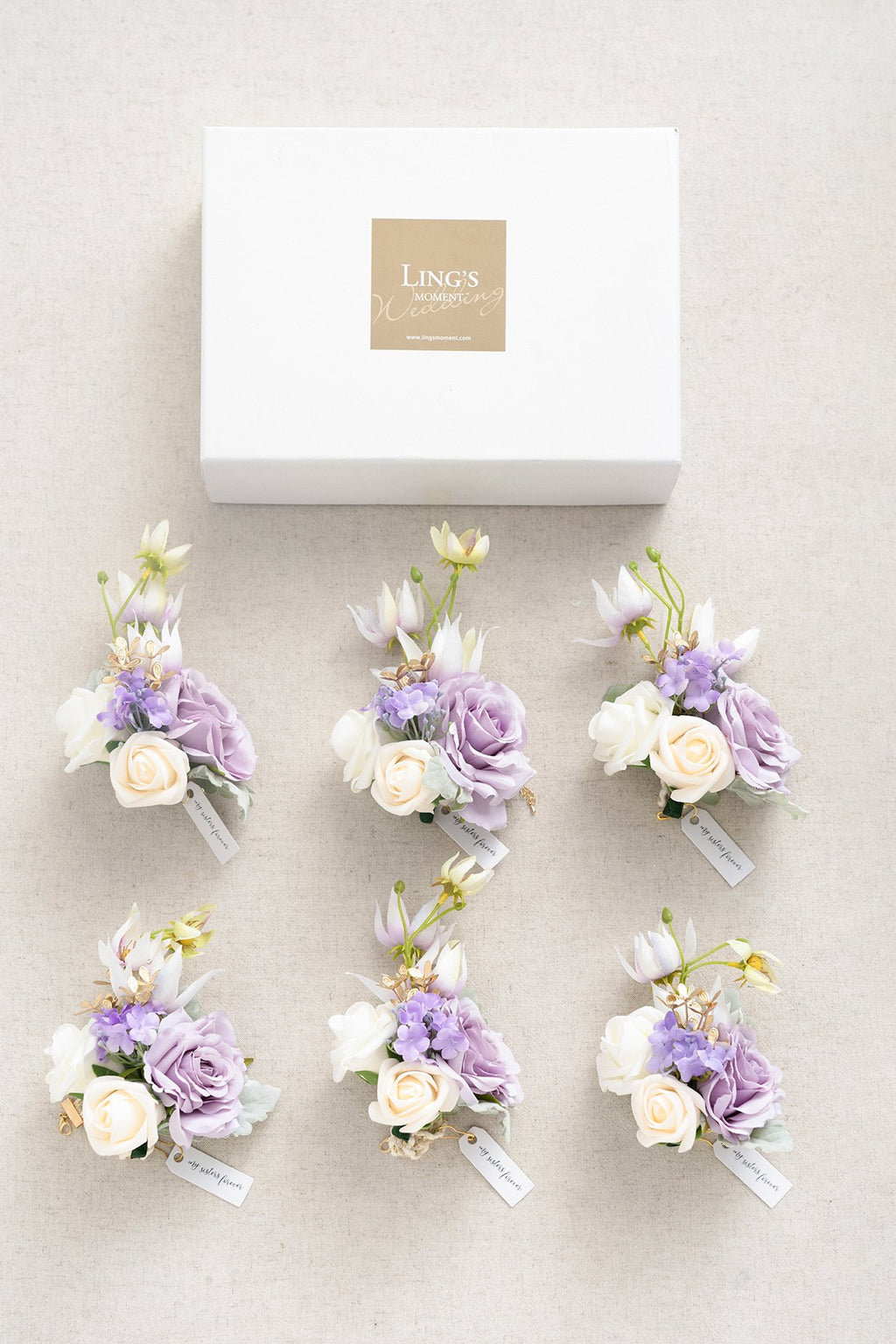 Pre-Arranged Bridal Flower Package in Lilac & Gold