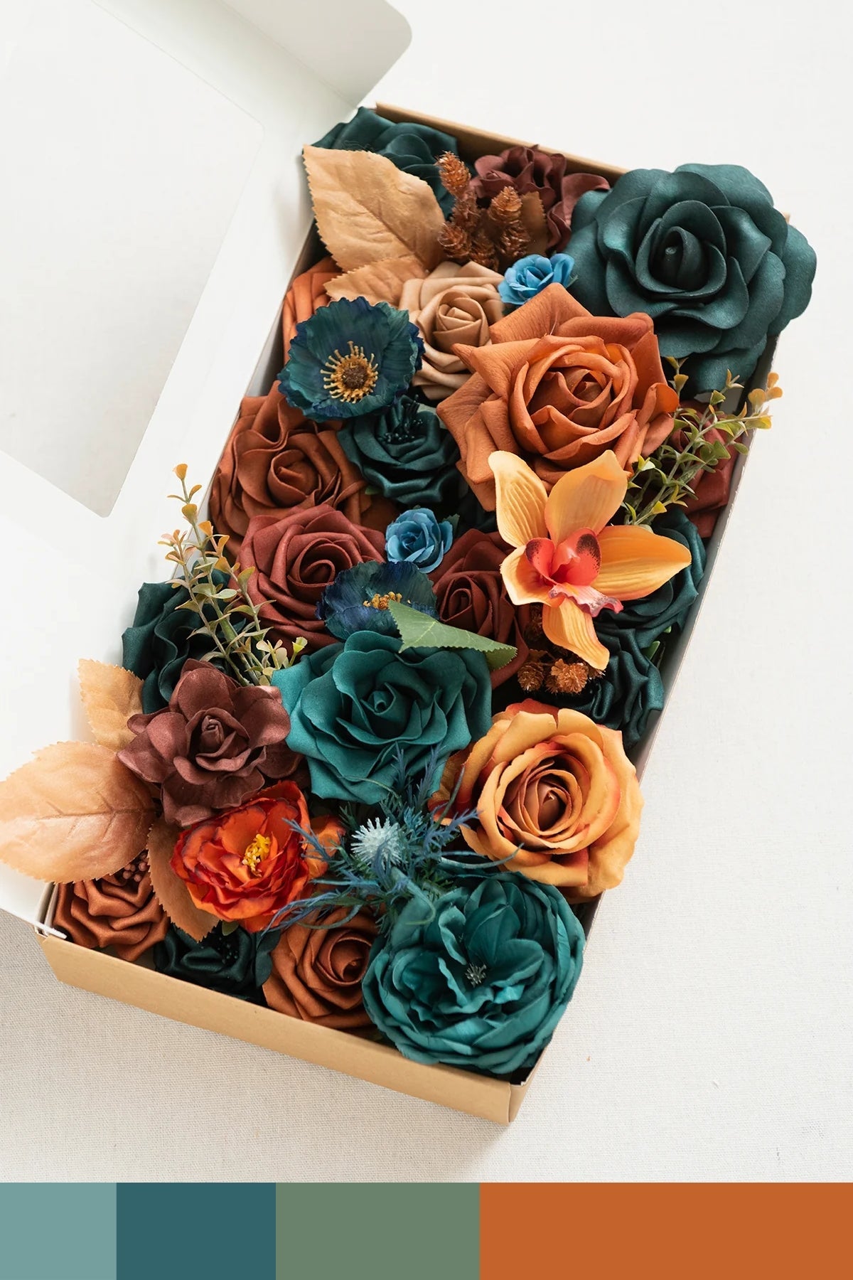 DIY Designer Flower Boxes in Dark Teal & Burnt Orange