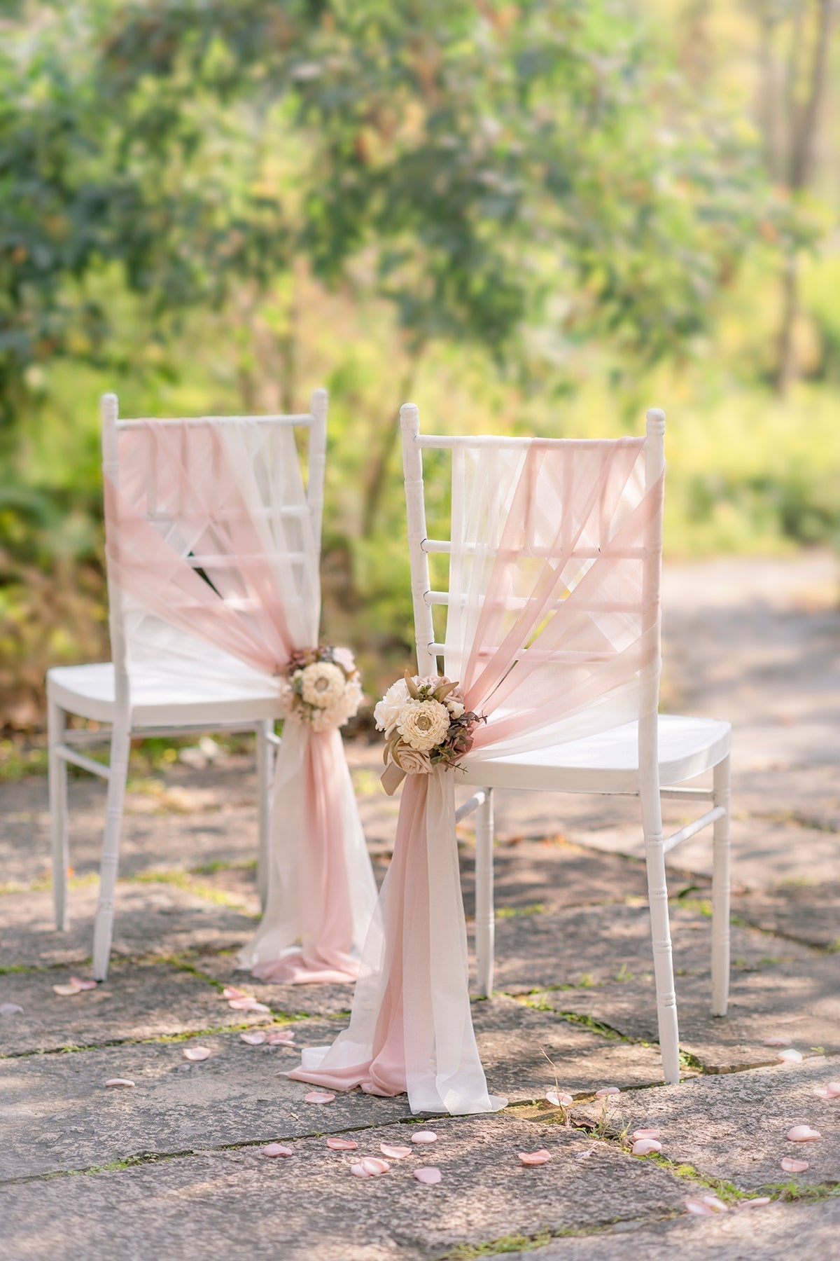 Aisle Draping Decor for Ceremony in Blush & Cream