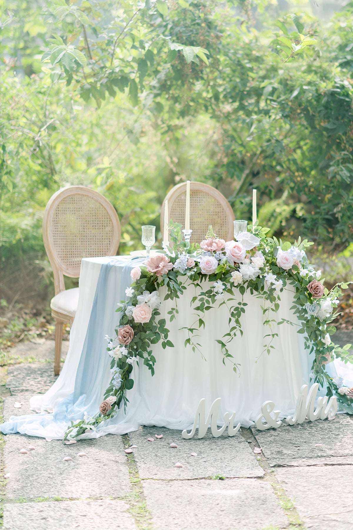 9ft Head Table Flower Garland in English Pastel