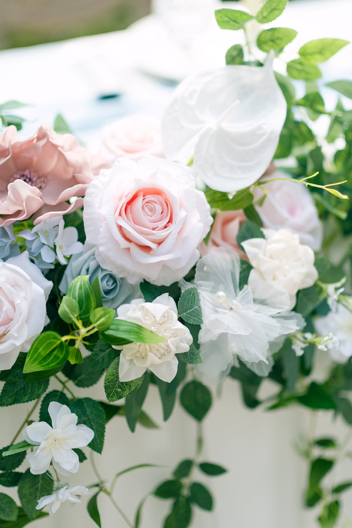 9ft Head Table Flower Garland in English Pastel