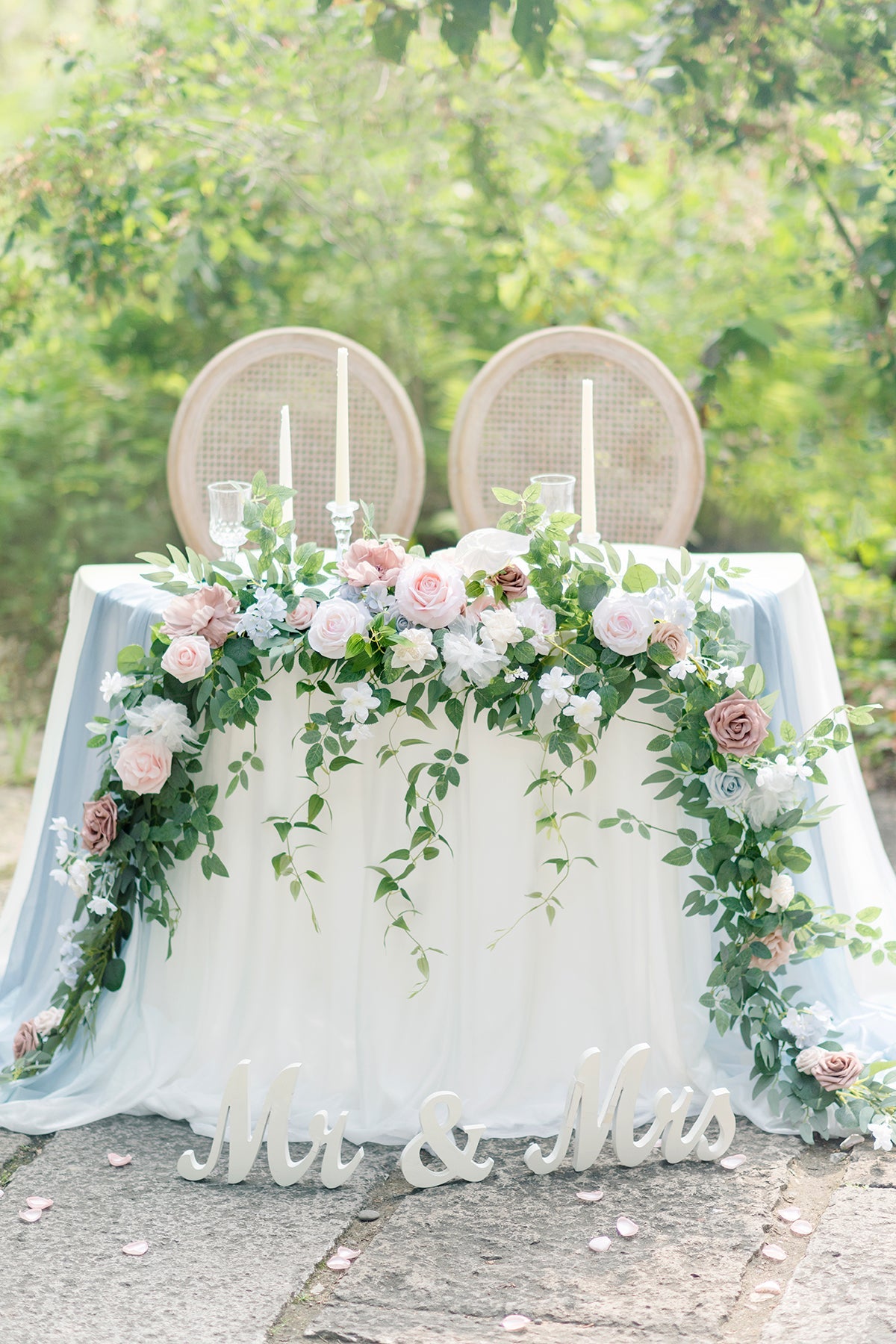9ft Head Table Flower Garland in English Pastel