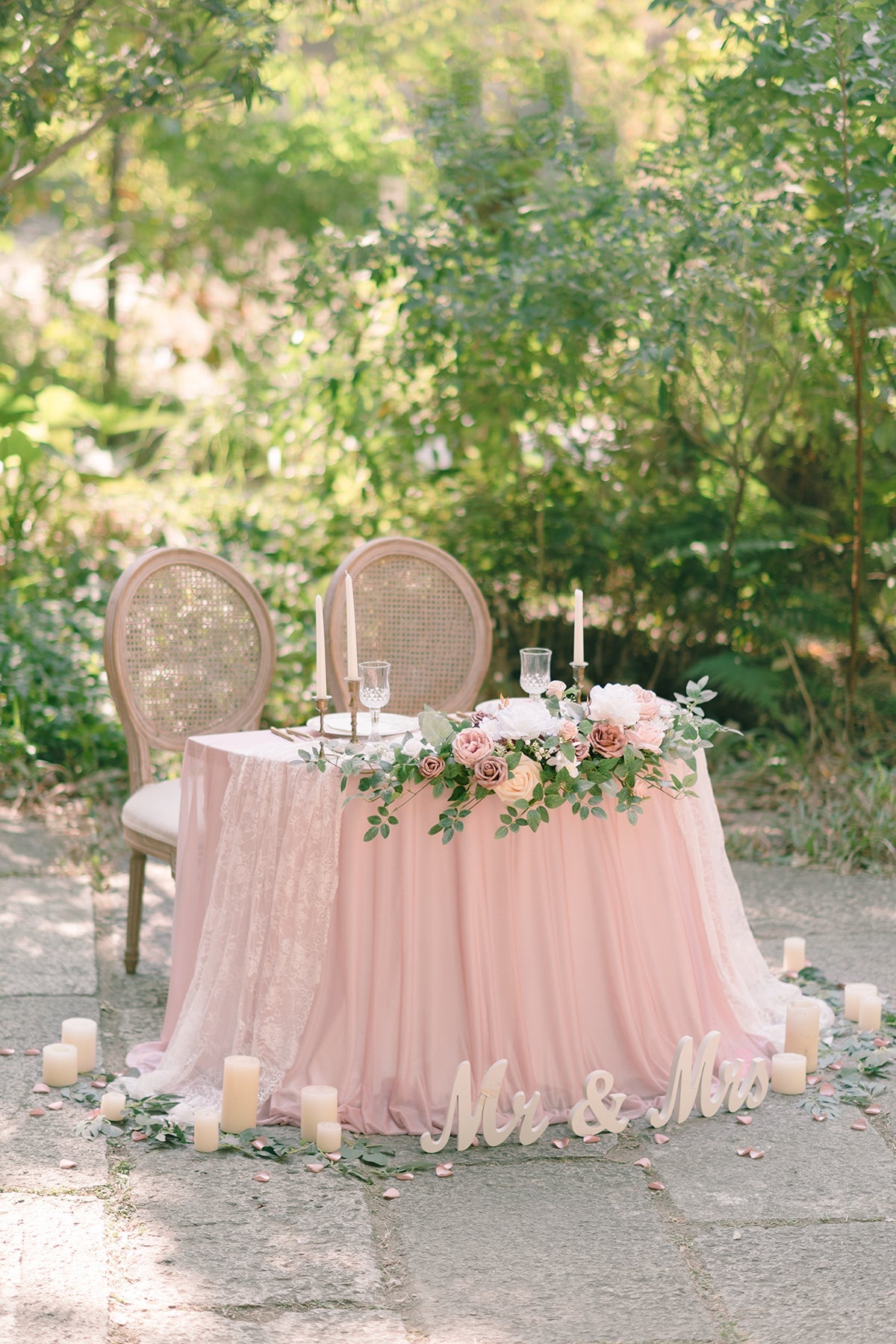 Head Table Floral Swags in Dusty Rose & Cream