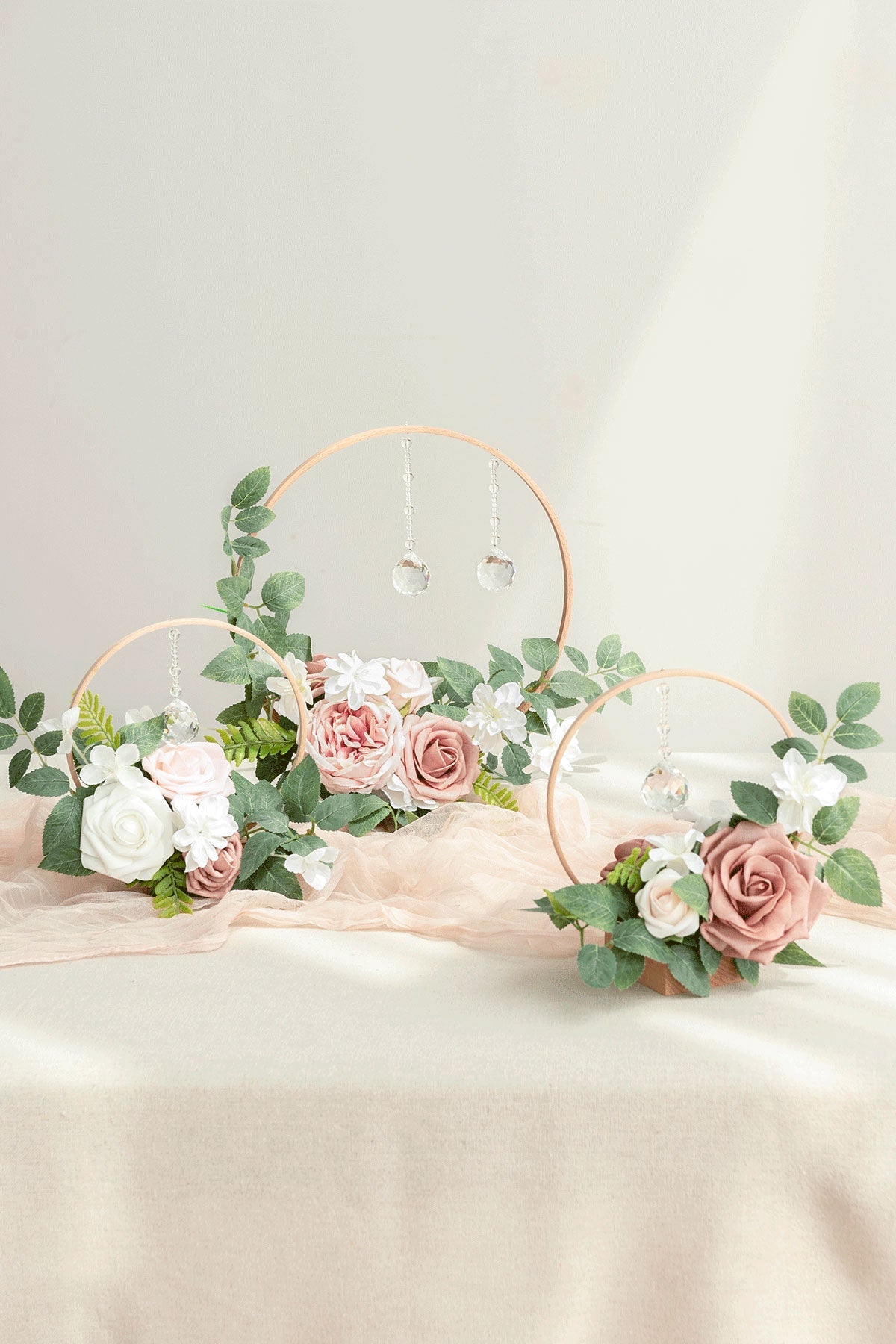 Flash Sale | Wreath Hoop Centerpiece Set in Dusty Rose & Cream
