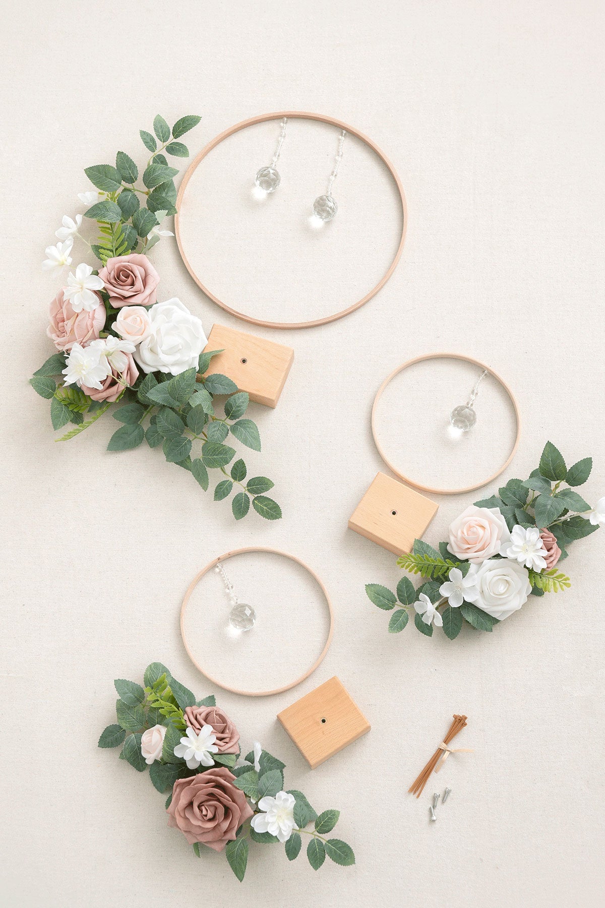 Flash Sale | Wreath Hoop Centerpiece Set in Dusty Rose & Cream