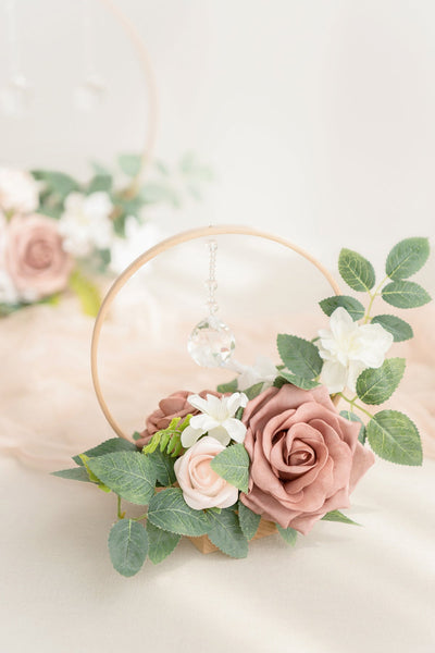 Wreath Hoop Centerpiece Set in Dusty Rose & Cream