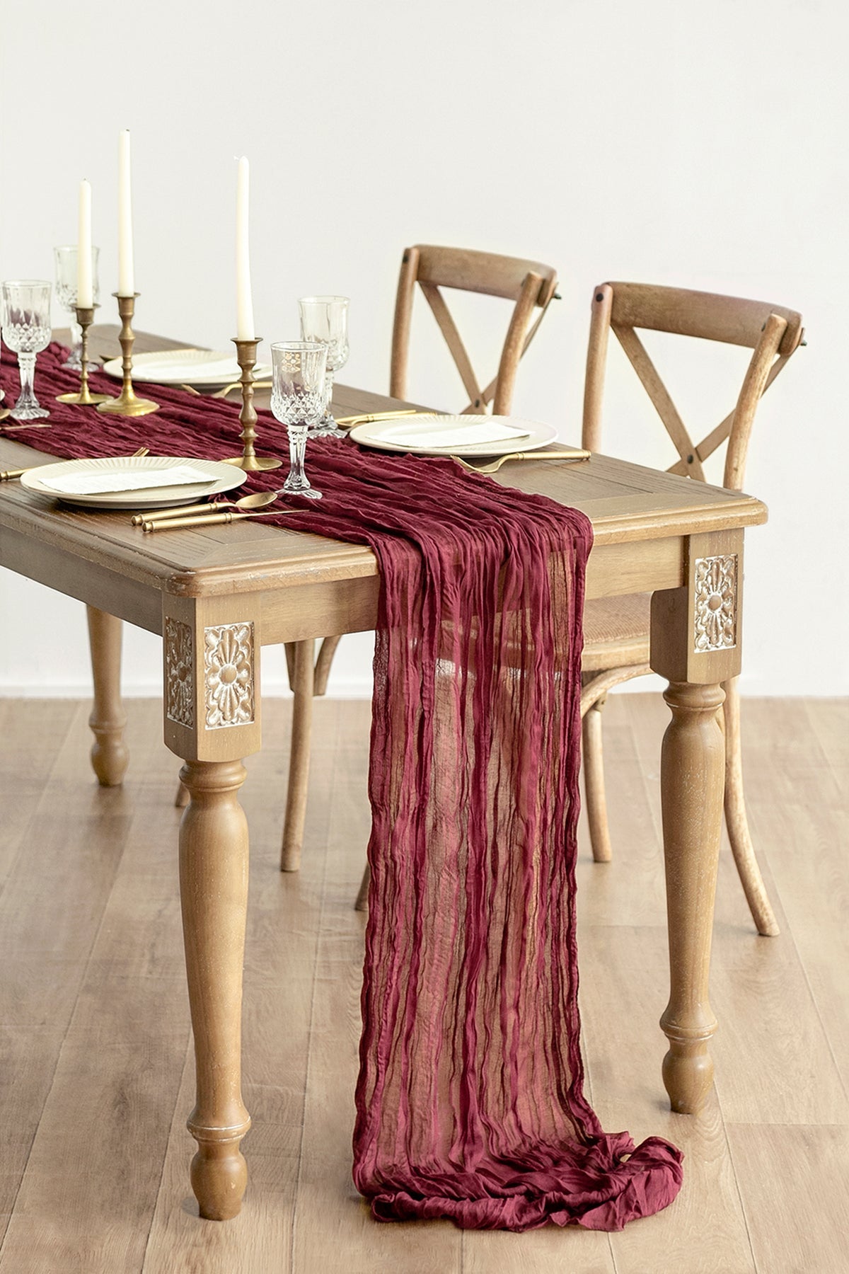 Table Linens in Burgundy & Dusty rose