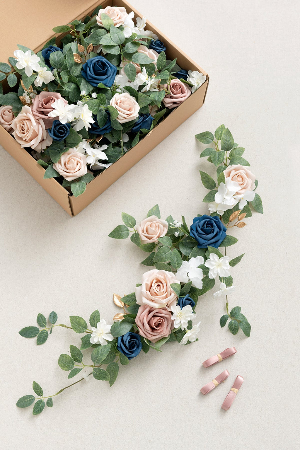 1.8ft Flower Garlands in Dusty Rose & Navy
