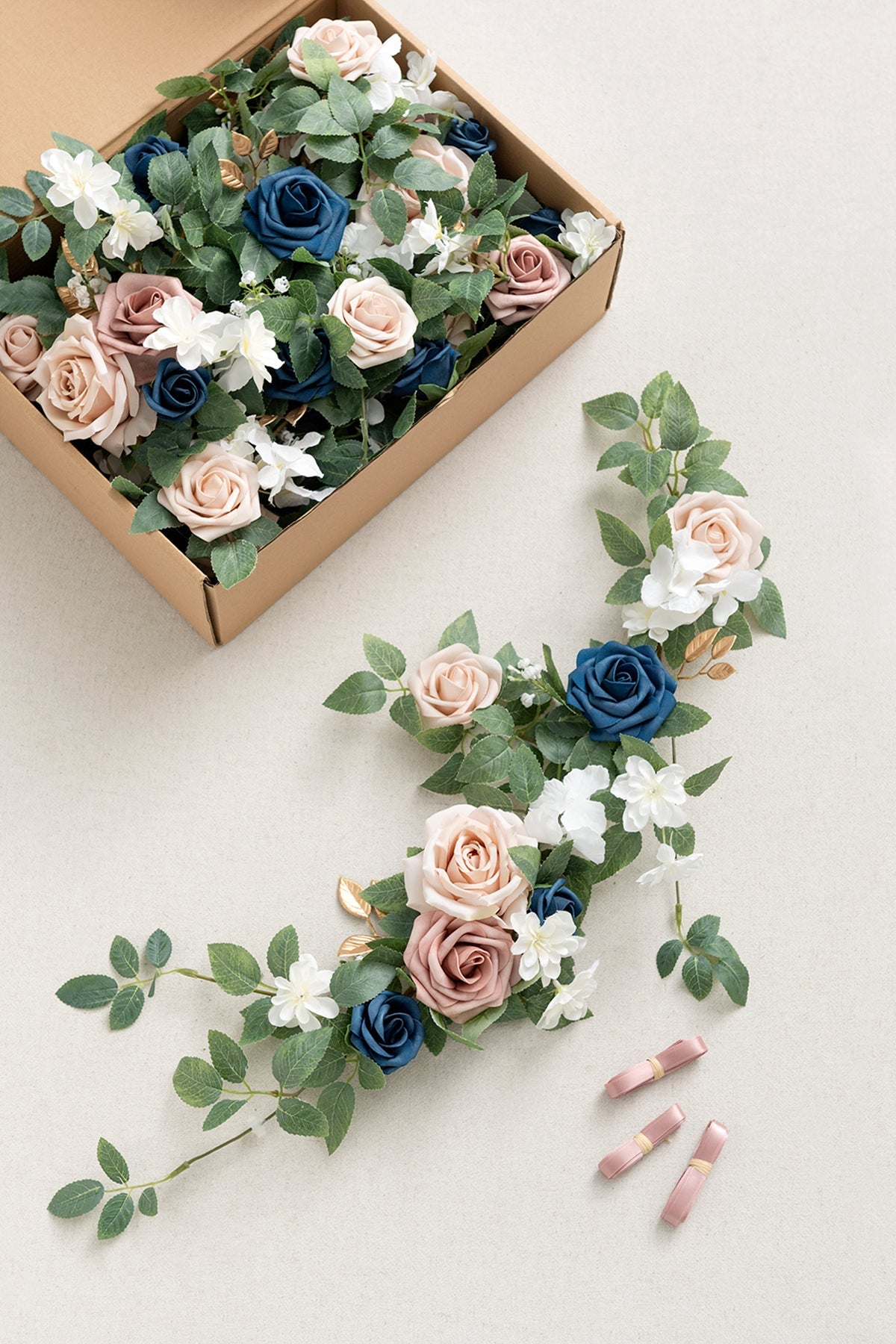 1.8ft Flower Garlands in Dusty Rose & Navy