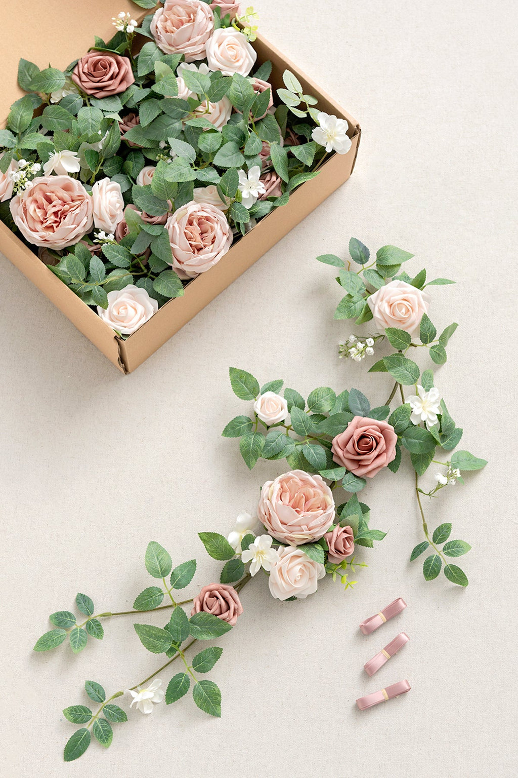 Wedding Aisle Chair Floral Decoration in Dusty Rose & Cream