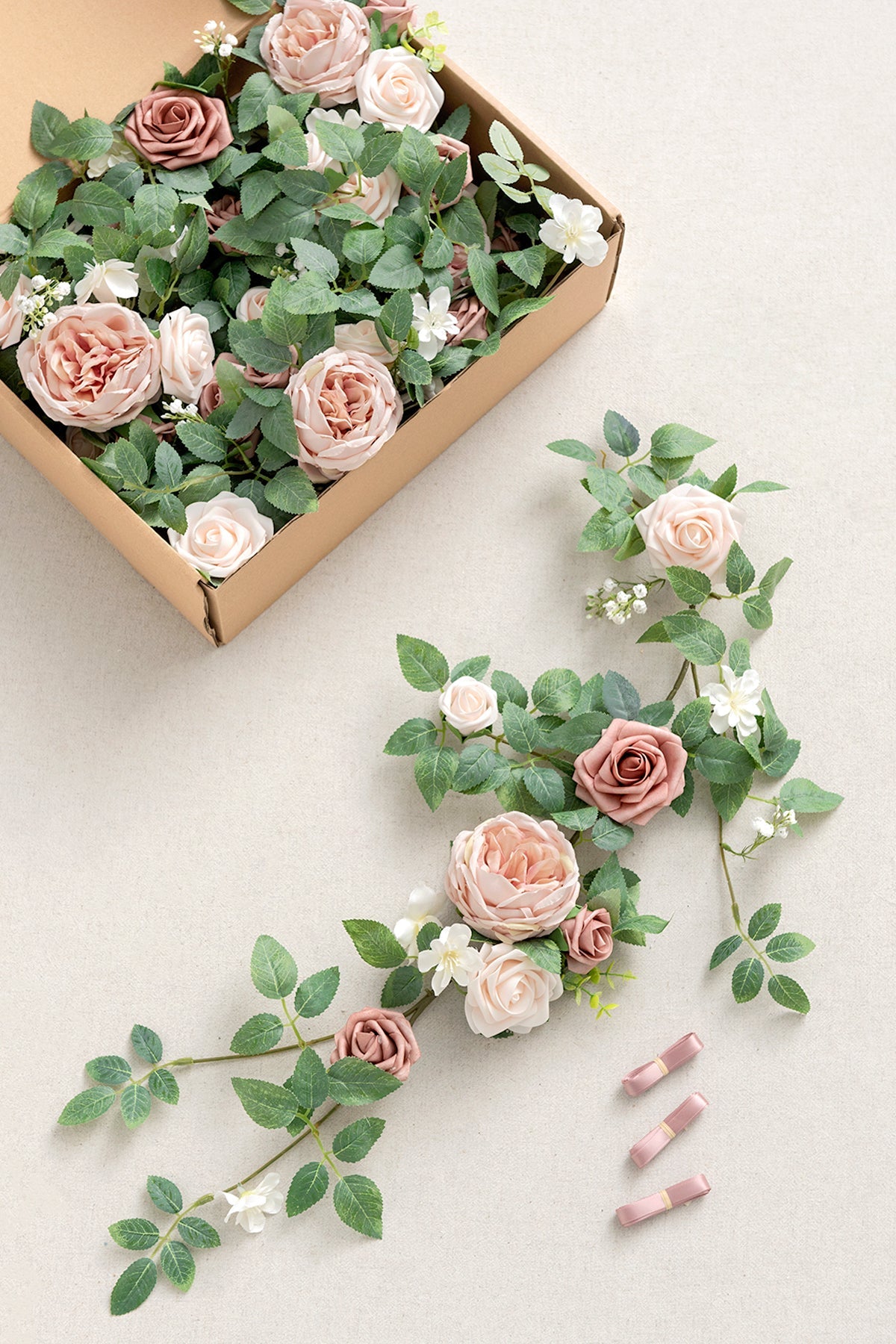 Wedding Aisle Chair Floral Decoration in Dusty Rose & Cream