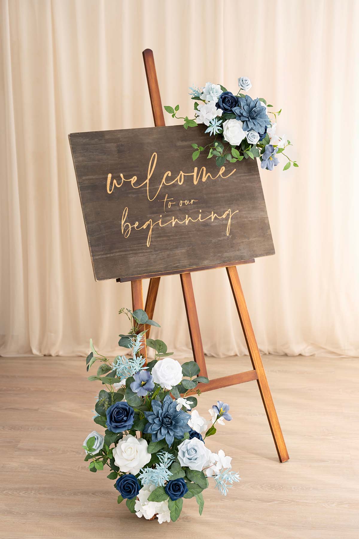 Deluxe Combo Set Flower Sign Decor in Dusty Blue & Navy