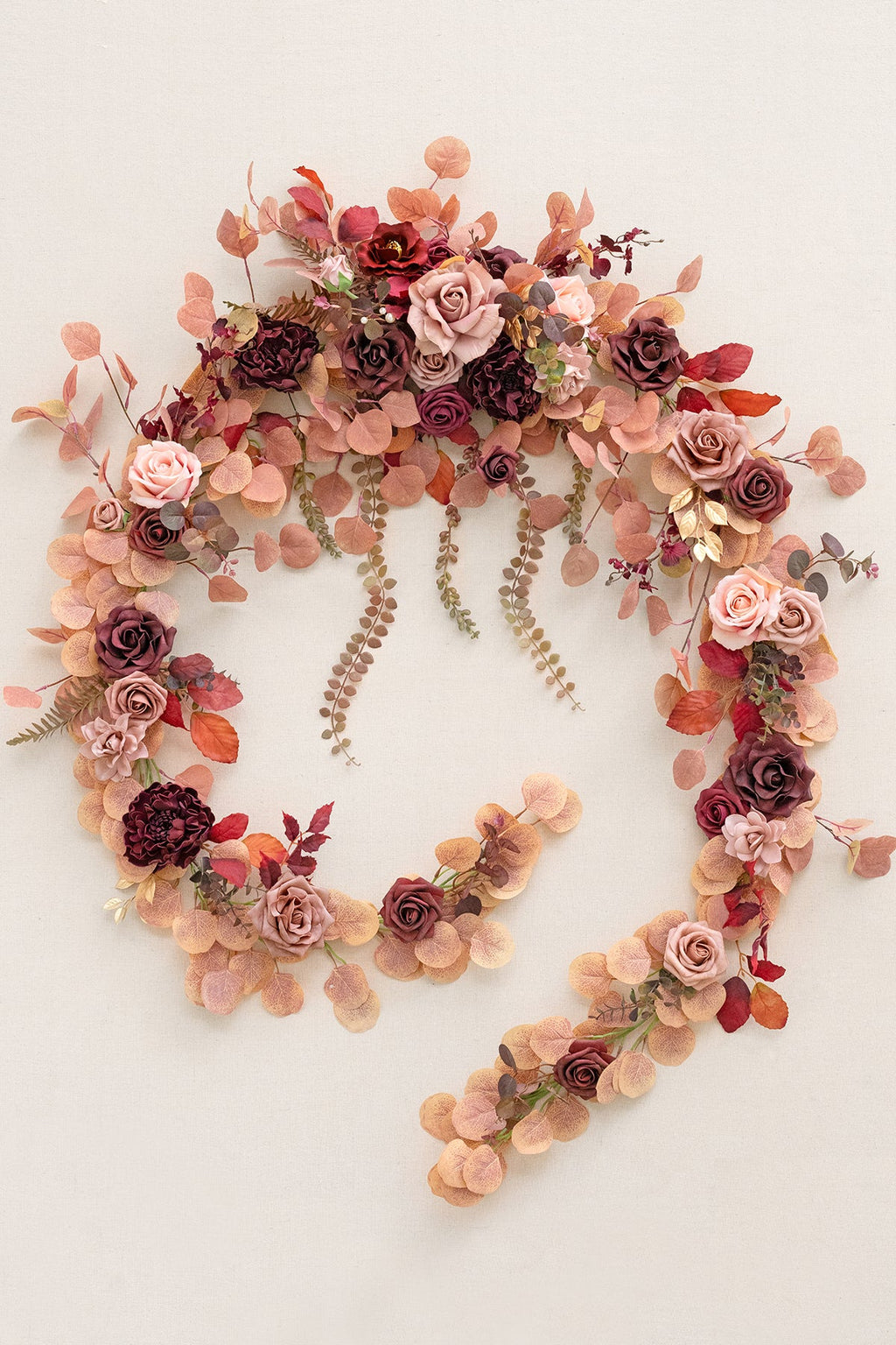 9ft Head Table Flower Garland in Burgundy & Dusty Rose | Clearance