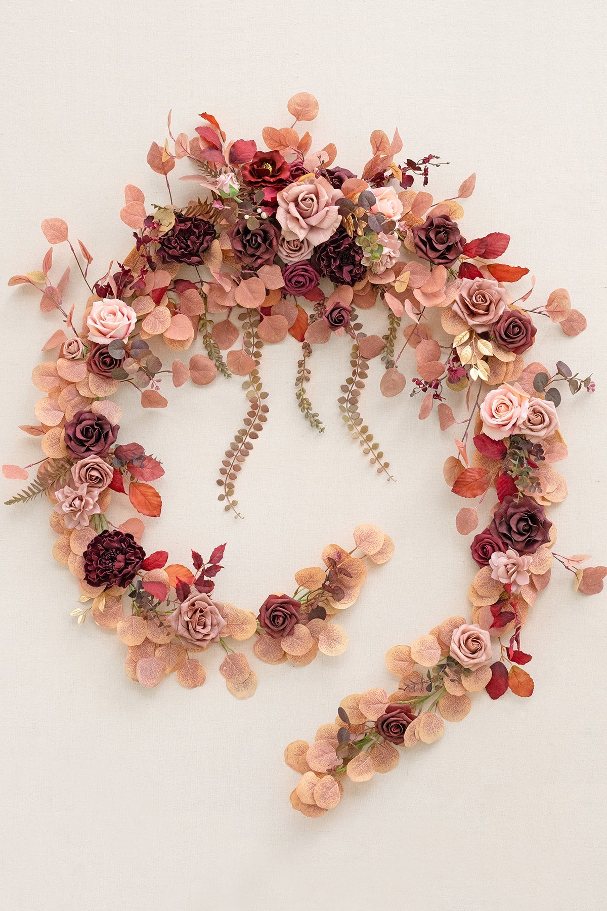 9ft Head Table Flower Garland in Burgundy & Dusty Rose | Clearance