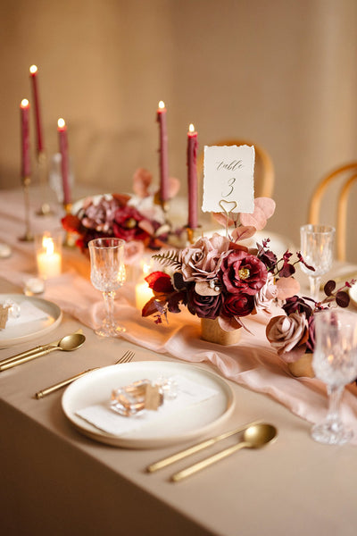 Assorted Floral Centerpiece Set in Burgundy & Dusty Rose | Clearance