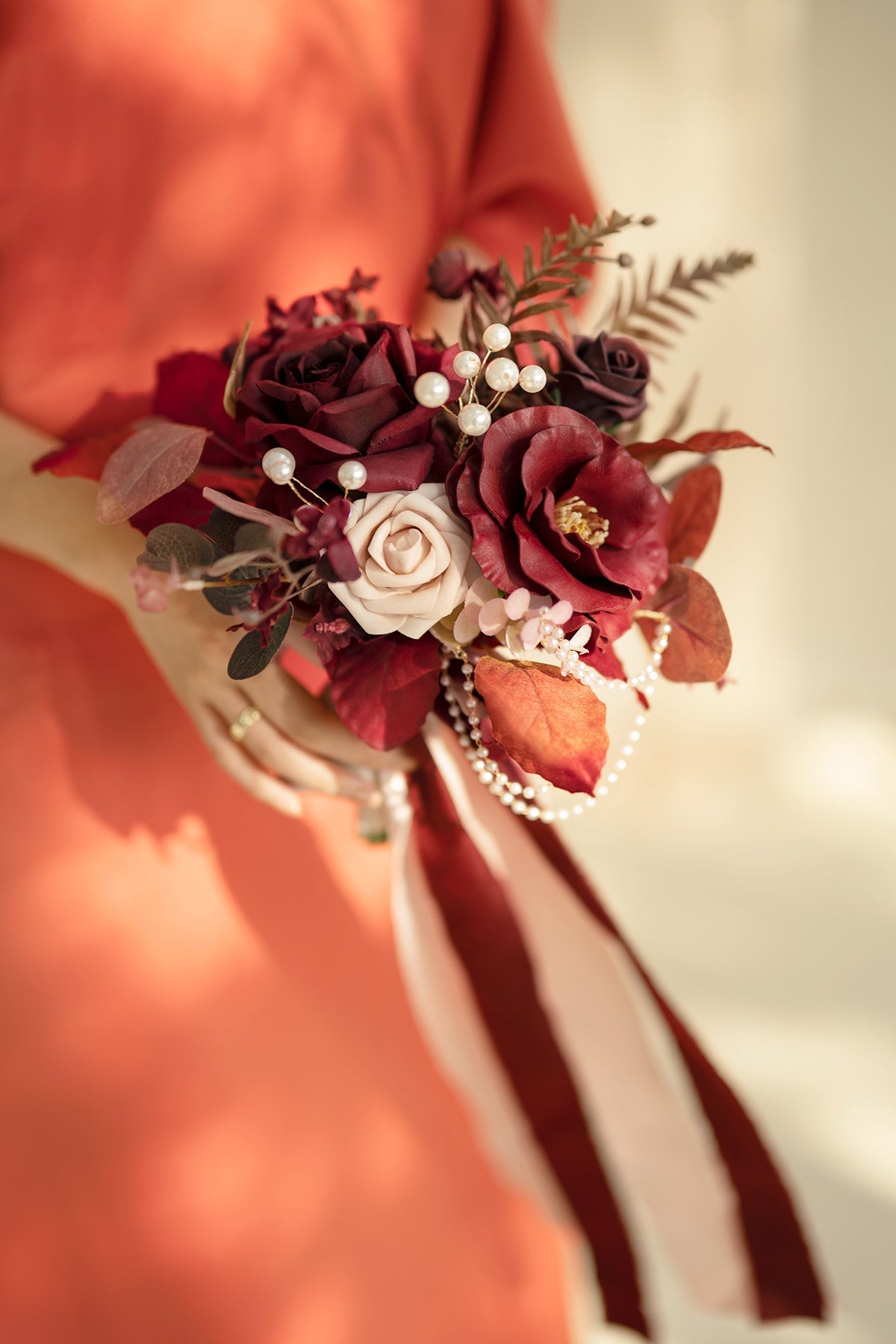 Bridesmaid Posy in Burgundy & Dusty Rose | Clearance