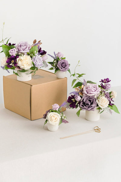 Assorted Floral Centerpiece Set in Lilac & Gold