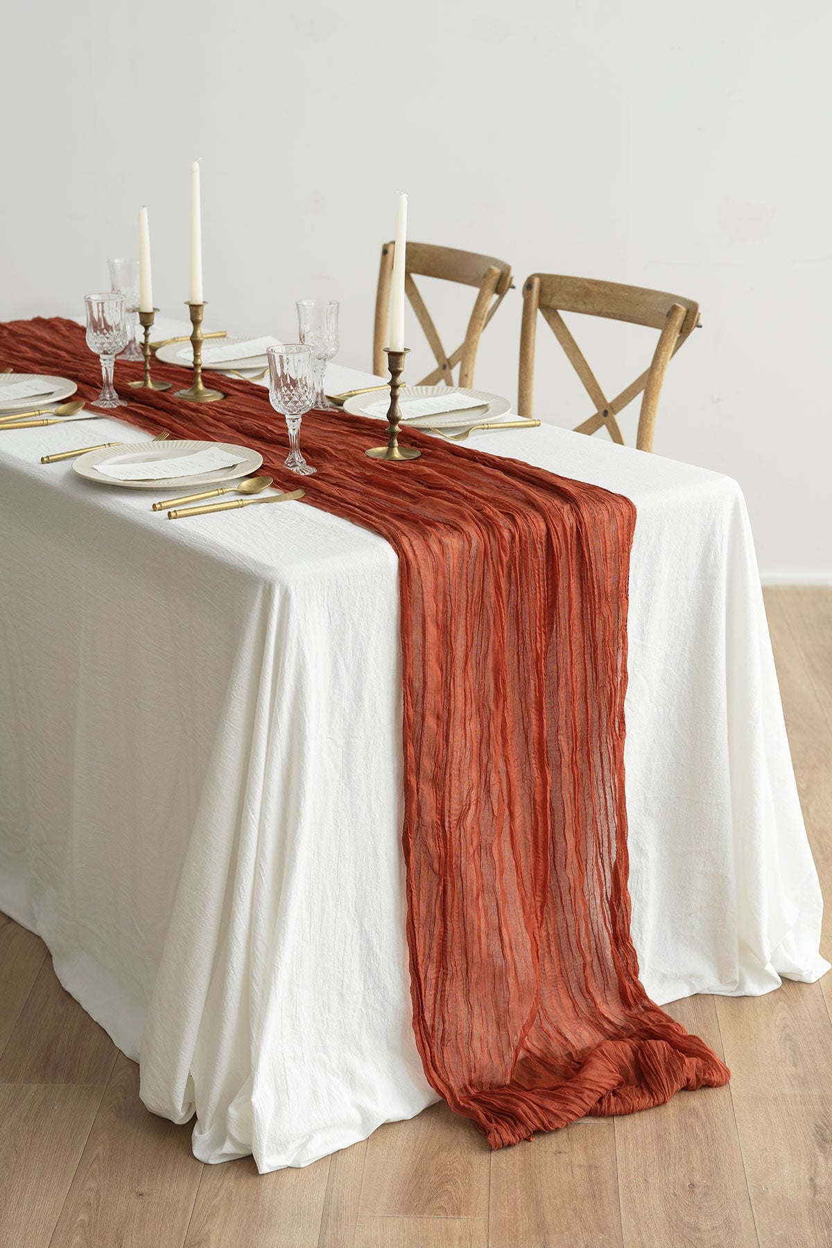 Rustic Gauze Cheesecloth Table Runner 35 w x 10ft/14ft - 17 colors