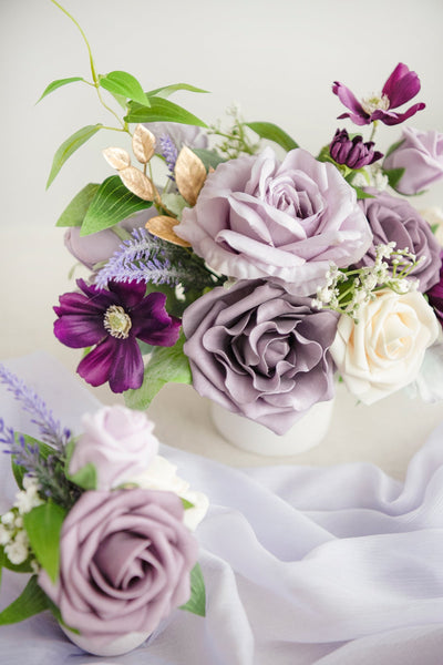 Assorted Floral Centerpiece Set in Lilac & Gold