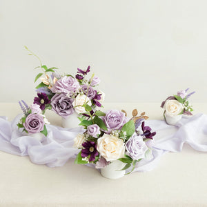 Assorted Floral Centerpiece Set in Lilac & Gold