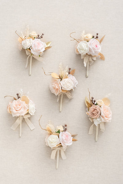 Mini Premade Flower Centerpiece Set in White & Beige