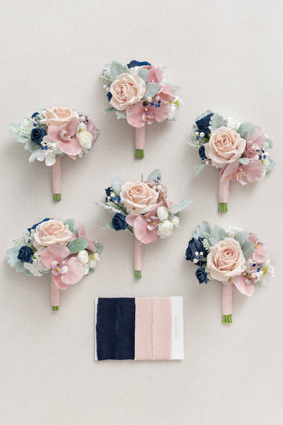 Bridesmaid Posy in Dusty Rose & Navy