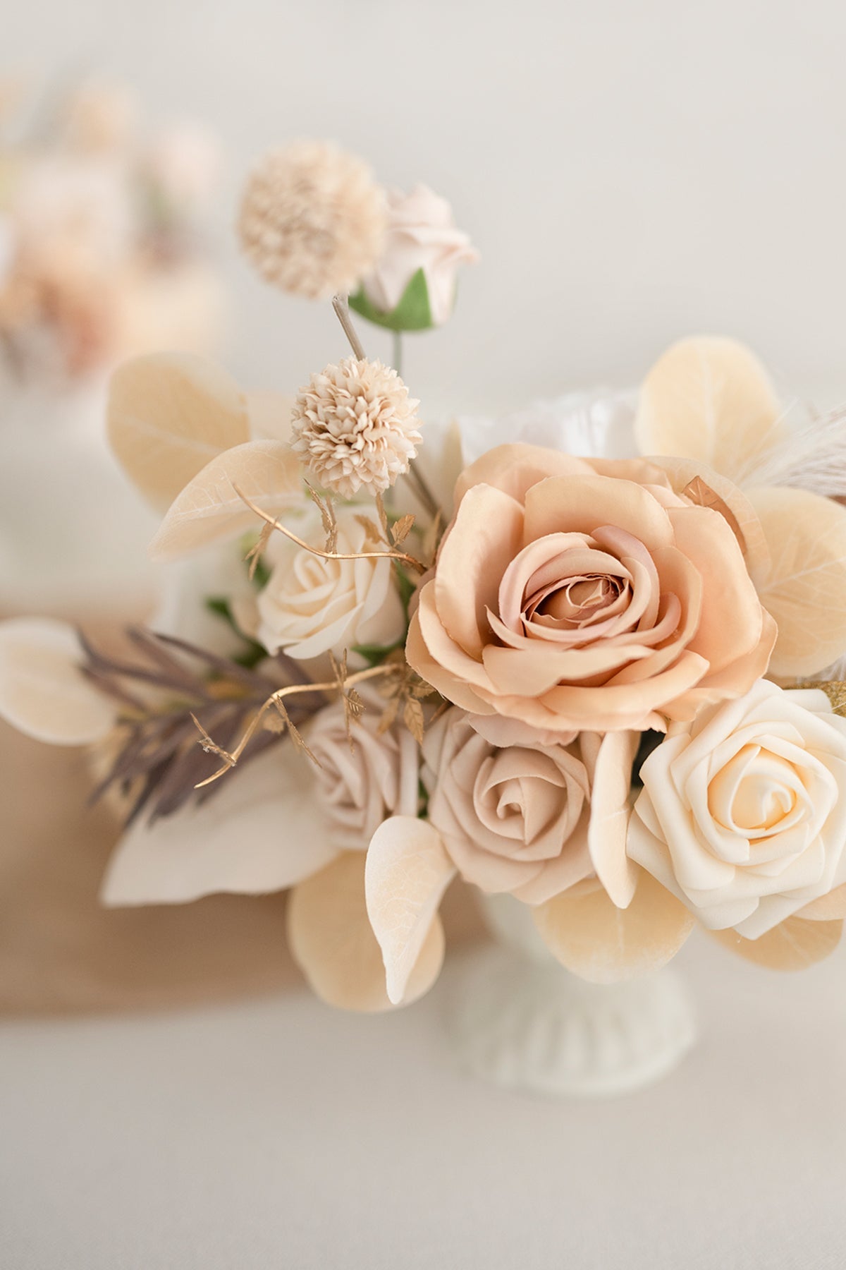 Large Floral Centerpiece Set in White & Beige
