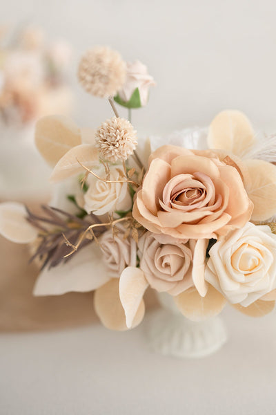 Large Floral Centerpiece Set in White & Beige