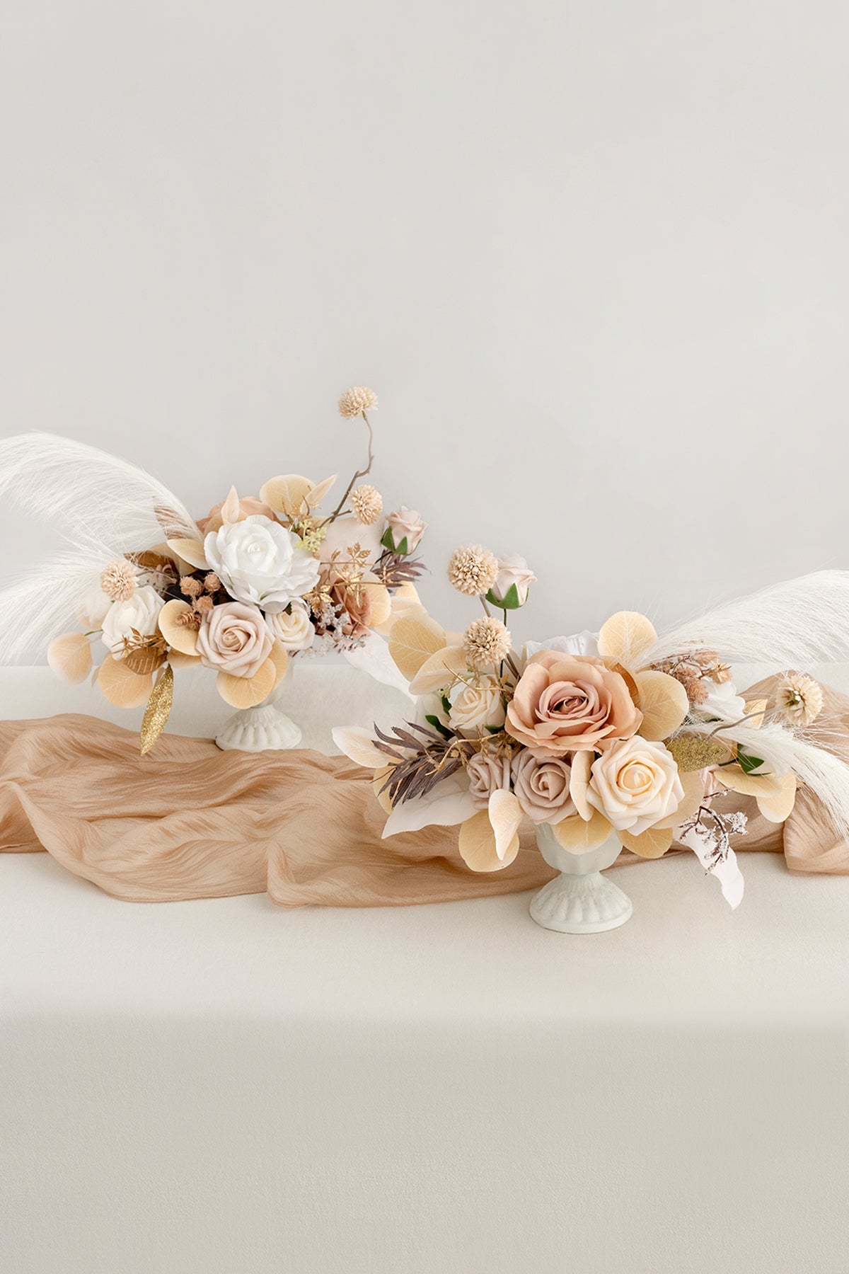 Large Floral Centerpiece Set in White & Beige