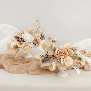 Large Floral Centerpiece Set in White & Beige